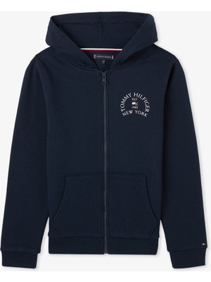 Tommy Hilfiger Nautical Arch Fleece Zipup Çocuk Mavi Hoodie
