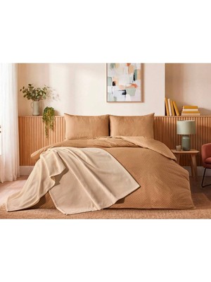Doqu Home Casual Nevresim Takımı / Yatak Örtüsü Seti Çift Kişilik - Vizon