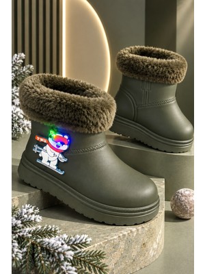 Muggo Mely Kürk Detaylı Unisex Çocuk Günlük Yağmur ve Kar Botu