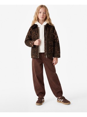 Koton Pamuklu Polo Yaka Leoparlı Oversize Mevsimlik Ceket