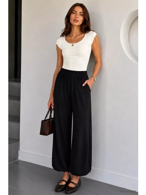 Gülseli Kadın Bel ve Paça Lastikli Şalvar Model Pantolon P-00022907