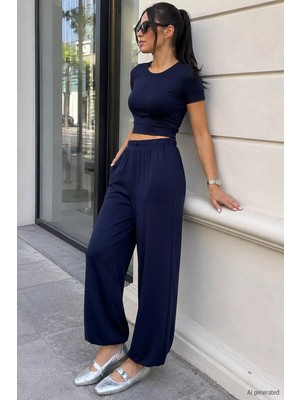 Gülseli Kadın Bel ve Paça Lastikli Şalvar Model Pantolon P-00022907