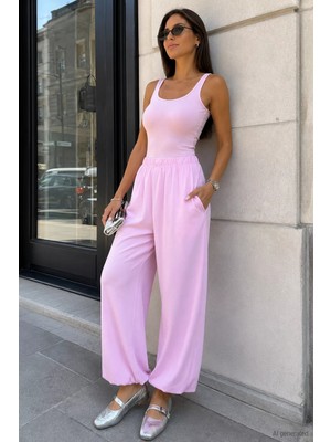 Gülseli Kadın Bel ve Paça Lastikli Şalvar Model Pantolon P-00022907