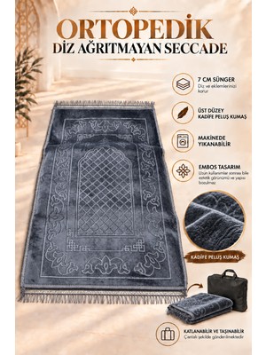 Hig Store Ortopedik Diz Ağrıtmayan 7 cm Visco Süngerli 80X120 Seccade Kadife Embos Üst Kumaş Çantalı