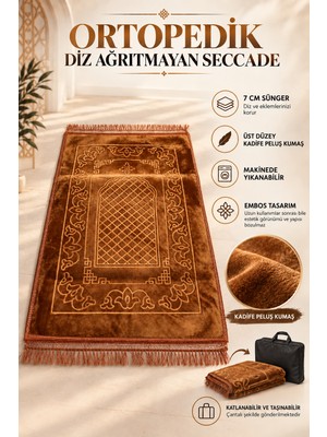 Hig Store Ortopedik Diz Ağrıtmayan 7 cm Visco Süngerli 80X120 Seccade Kadife Embos Üst Kumaş Çantalı
