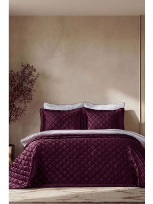 Doqu Home Luxury Imperial Çift Kişilik Kabartma Dokulu Yatak Örtüsü - Mürdüm