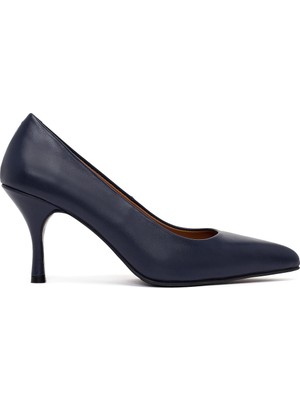 Derimod Kadın Lacivert Ince Topuklu Deri Stiletto AF200018DV