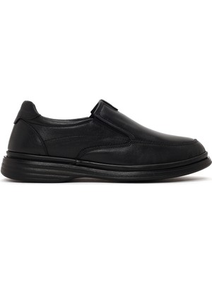 Derimod Erkek Siyah Deri Konfor Loafer WM832006DV