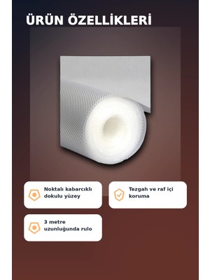 Eco Lounge 3 Metre Kalın Raf Örtüsü ve Tezgah Koruyucu Mat Şeffaf Kabarcık Dokulu Düzenleyici