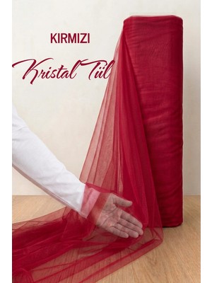 Azra Kına Kırmızı Süsleme Tülü, Nişan Tülü Bohça Tülü, Gelin Damat Düğün Konvoy Kapı Valiz Süsleme, Kristal Tül, Hediye Süsü, 100 cm