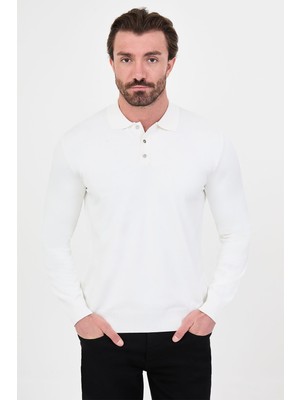 MCR Düz Slim Fit Polo Yaka Metal Düğmeli Pamuk Erkek Triko Kazak