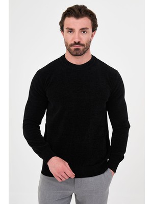 MCR Düz Slim Fit Bisiklet Yaka Şönil Erkek Triko Kazak