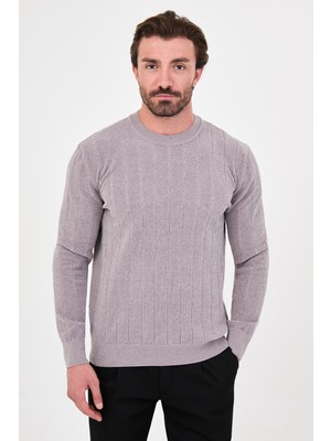 MCR Fitilli Slim Fit Bisiklet Yaka Şönil Erkek Triko Kazak