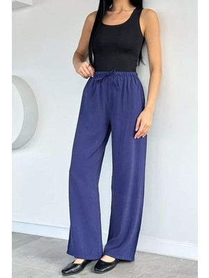 Gülseli Kadın Bel Lastikli Çimalı Tencel Kumaş Pantolon P-00022388