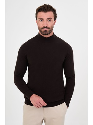 MCR Düz Desenli Slim Fit Yarım Balıkçı Yaka Kaşmir Erkek Triko Kazak
