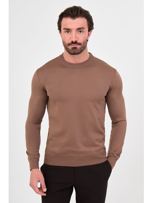 MCR Düz Slim Fit Bisiklet Yaka Pamuk Erkek Triko Kazak