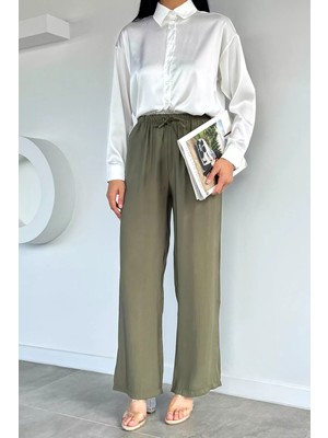 Gülseli Kadın Bel Lastikli Tencel Kumaş Pantolon P-00022387