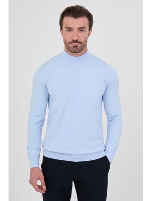 MCR Düz Desenli Slim Fit Yarım Balıkçı Yaka Kaşmir Erkek Triko Kazak