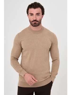 MCR Düz Desenli Slim Fit Yüksek Bisiklet Yaka Kaşmir Erkek Triko Kazak