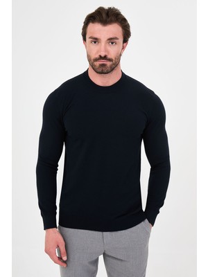MCR Düz Desenli Slim Fit Yüksek Bisiklet Yaka Kaşmir Erkek Triko Kazak