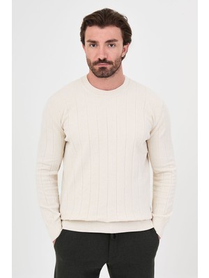 MCR Fitilli Slim Fit Bisiklet Yaka Şönil Erkek Triko Kazak