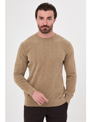 MCR Fitilli Slim Fit Bisiklet Yaka Şönil Erkek Triko Kazak