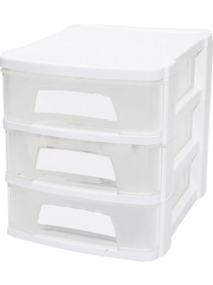 Pileli Store Tonton - No:1 Çekmece 3 Katlı 21.5X16.5X18.5 cm - Siyah Veya Beyaz Renk Gönderilir (4887)