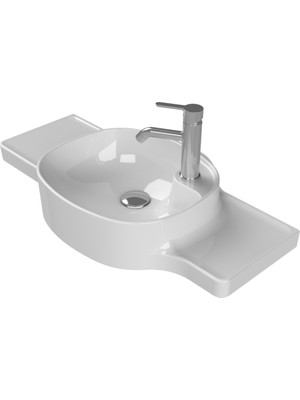 Turkuaz Cerastyle Renkli Harmony 80 Cm Etajerli Seramik Lavabo Modern Tasarım ve Kolay Temizlik