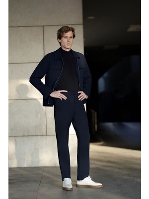 MCR Düz Slim Fit Gömlek Yaka Fermuarlı Yandan Cepli Pantolonu Ipli Erkek Mont Pantolon