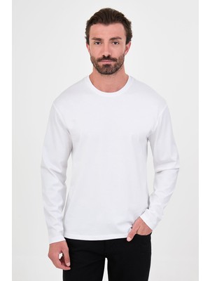 MCR Düz Regular Kalıp Bisiklet Yaka %100 Pamuk Uzun Kollu Erkek T-Shirt