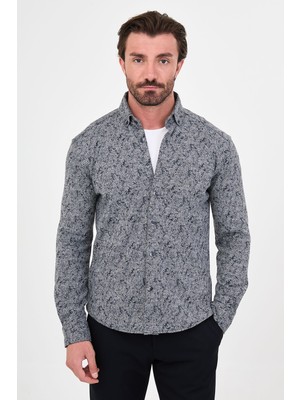 MCR Desenli Slim Fit Dik Yaka Oduncu Uzun Kollu Erkek Gömlek