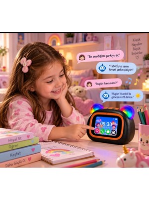 Serreha TF39 Pro Akıllı Çocuk Asistanı Yapay Zekâlı Sesli Asistan RGB Işıklı Müzik Çalar