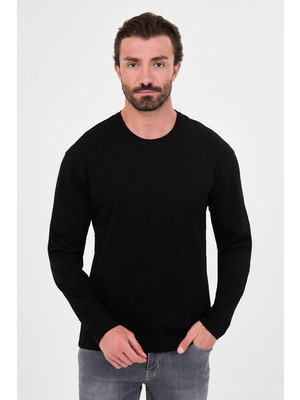 MCR Düz Regular Kalıp Bisiklet Yaka %100 Pamuk Uzun Kollu Erkek T-Shirt