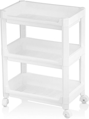 Pileli Store Rafty Geniş 3 Katlı Tekerlekli Sepet Organizer Düzenleyici Raf Ünitesi 352X220X480MM (4887)