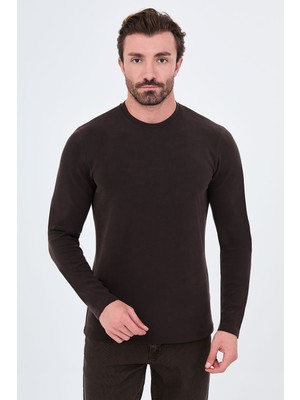 MCR Düz Slim Fit Bisiklet Yaka Bi-Stretch Interlok Uzun Kollu Erkek T-Shirt