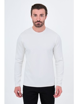MCR Düz Slim Fit Bisiklet Yaka Bi-Stretch Interlok Uzun Kollu Erkek T-Shirt