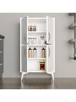 Tanmob Beyaz Çok Amaçlı Dolap 4 Raflı 60 cm Genişlik 109 cm Yükseklik Suntalam Malzeme MDL0201