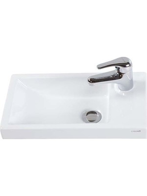 Creavit Elmas Beyaz Tezgah Üstü Çanak Lavabo 25 x 45 cm Kolay Temizlik Özelliği ile TP025