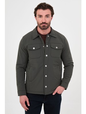 MCR Düz Slim Fit Gömlek Yaka Çıtçıtlı Erkek Mont