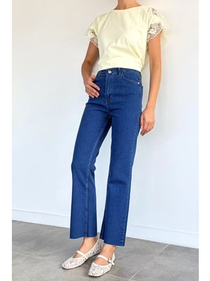 Gülseli Kadın Yüksek Bel Likralı Jean Kot Pantolon P-00022323