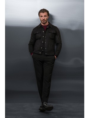 MCR Düz Slim Fit Gömlek Yaka Çıtçıtlı Süet Erkek Mont