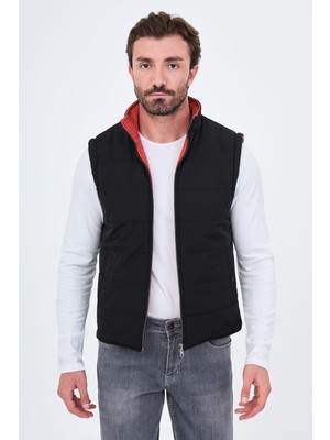 MCR Düz Slim Fit Dik Yaka Çift Taraflı Fermuarlı Erkek Yelek