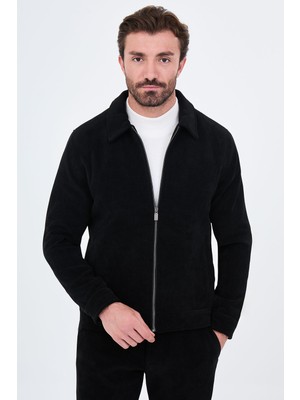 MCR Fitilli Slim Fit Gömlek Yaka Fermuarlı Kadife Erkek Mont