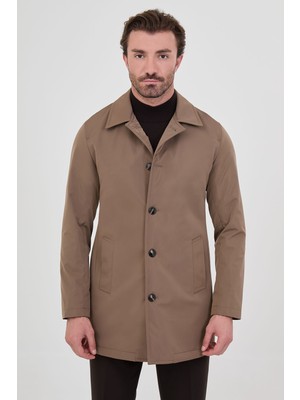 MCR Düz Slim Fit Gömlek Yaka Düğmeli Erkek Trençkot