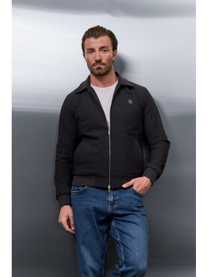 MCR Düz Slim Fit Gömlek Yaka Çift Fermuarlı Yandan Cepli Erkek Mont