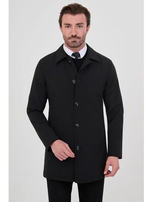 MCR Düz Slim Fit Gömlek Yaka Düğmeli Erkek Trençkot