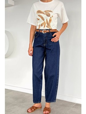 Gülseli Kadın Yüksek Bel Kemer Aksesuarlı Jean Kot Pantolon P-00022320
