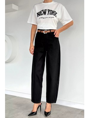 Gülseli Kadın Yüksek Bel Kemer Aksesuarlı Jean Kot Pantolon P-00022320