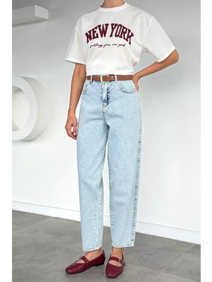Gülseli Kadın Yüksek Bel Kemer Aksesuarlı Jean Kot Pantolon P-00022320