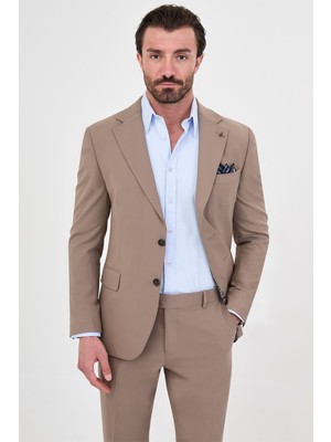 MCR Düz Slim Fit Mono Yaka Yeleksiz Yün Karışımlı Erkek Takım Elbise
